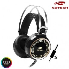 Headphone c/ Microfone Gamer P2 x2 Black Kite RGB LED USB PH-G310BK C3 Tech
